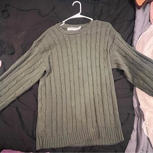 Men's Green Cable Knit Sweater